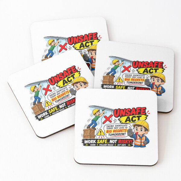 Item preview, Unsafe Act Safety Sticker – Work Safe Not Risky, Workplace Hazard Awareness PPE Cartoon designed and sold by vinothmech53.