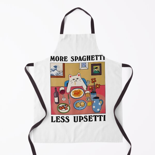 Aperçu de l'œuvre Cadeau humoristique pour les amoureux des chats - Citation « Plus de spaghettis, moins d'upsetti » | Meilleures ventes créée et vendue par satawis.