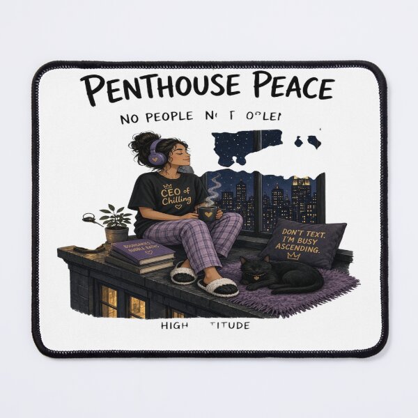 Item preview, Penthouse Peace: CEO of Chilling & Sleeping Cat City View designed and sold by Sushikidsntoddlers.