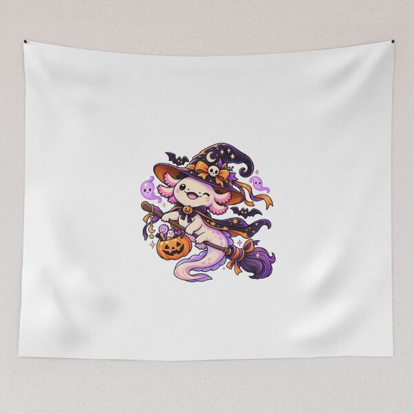 Item preview, Cute Halloween Witch Axolotl Kawaii Magic designed and sold by RetroPop23.