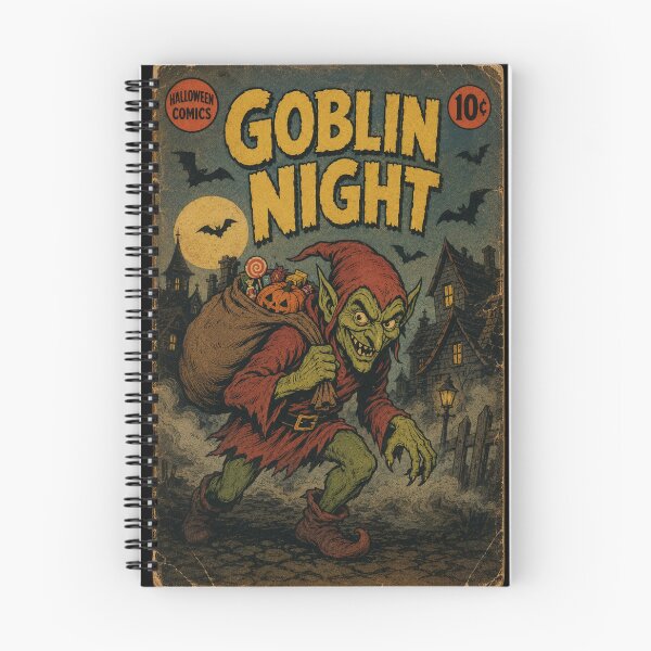 Item preview, Vintage Halloween Cover Art: Wicked Goblin Haunted Village Mischief designed and sold by bapupa.