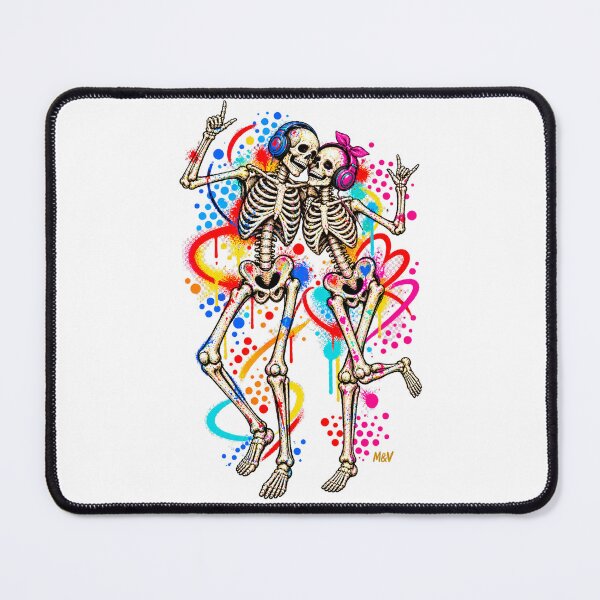 Item preview, Colorful Skeleton Couple Music Graffiti designed and sold by Qenlo.