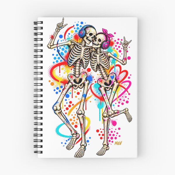Item preview, Colorful Skeleton Couple Music Graffiti designed and sold by Qenlo.