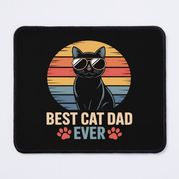 Item preview, Best Cat Dad Ever Retro Sunset Black Cat designed and sold by OlyvieArt.