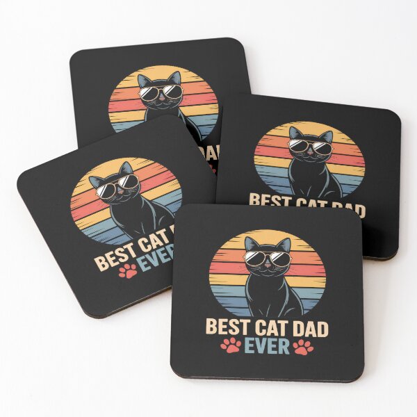 Item preview, Best Cat Dad Ever Retro Sunset Black Cat designed and sold by OlyvieArt.