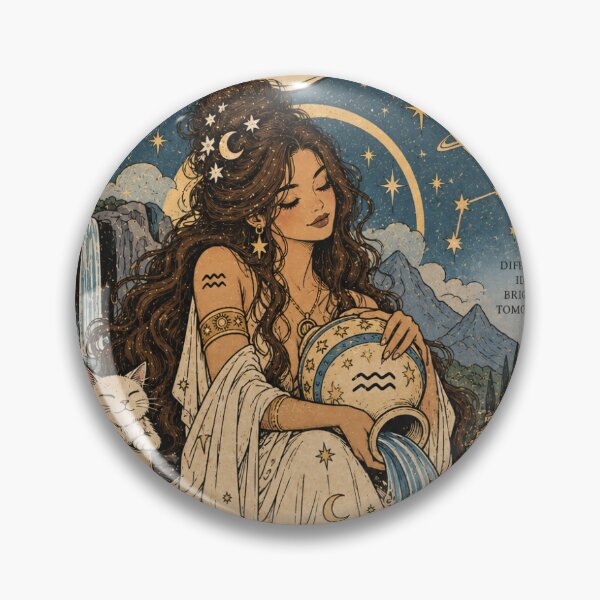 Item preview, Aquarius Tarot Card – The Visionary | Cute Vintage Zodiac Aesthetic designed and sold by Moon & Sun Tarot.