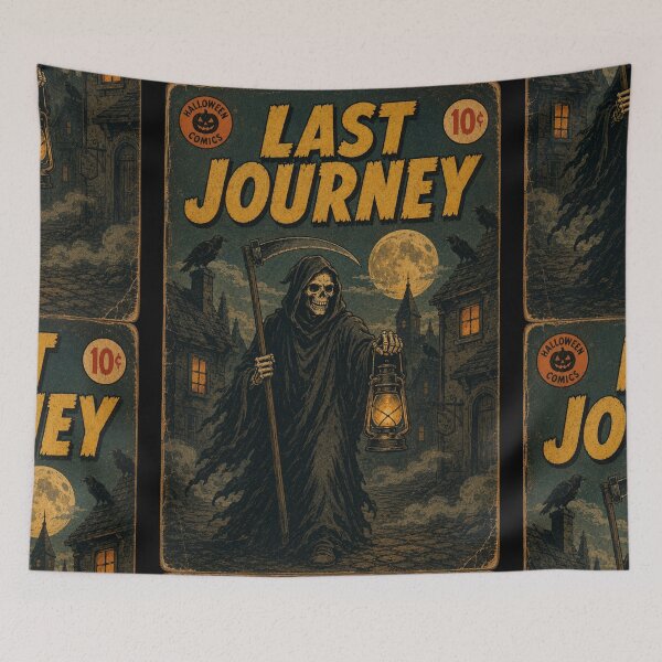 Item preview, Vintage Halloween Cover Art: Grim Reaper Lantern Procession designed and sold by bapupa.