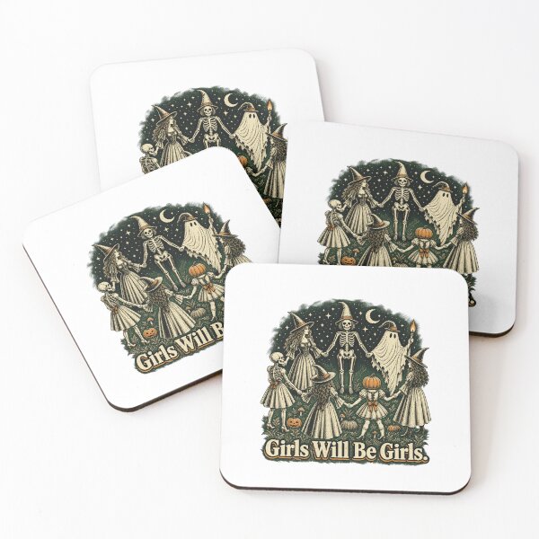 Item preview, Girls Will Be Girls Spooky Halloween Witches Skeletons Vintage Design designed and sold by YasuoShop.
