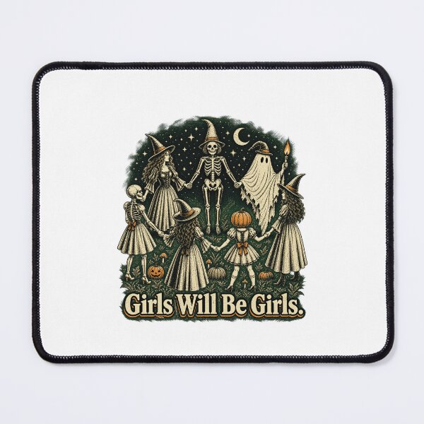 Item preview, Girls Will Be Girls Spooky Halloween Witches Skeletons Vintage Design designed and sold by YasuoShop.