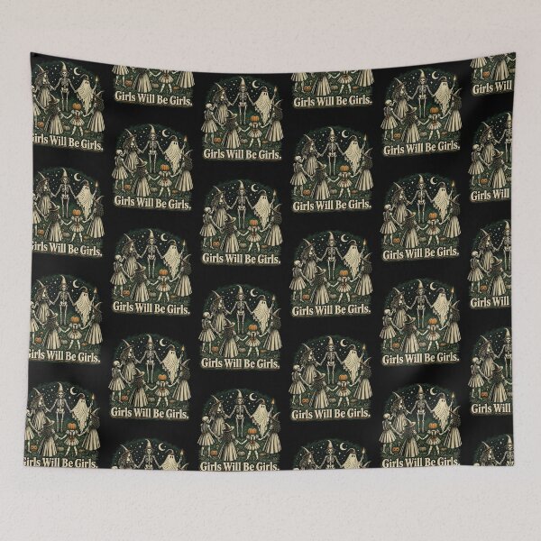 Item preview, Girls Will Be Girls Spooky Halloween Witches Skeletons Vintage Design designed and sold by YasuoShop.