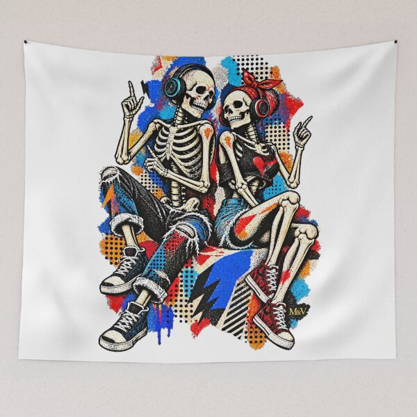 Item preview, Skeleton Couple Street Collage designed and sold by Qenlo.