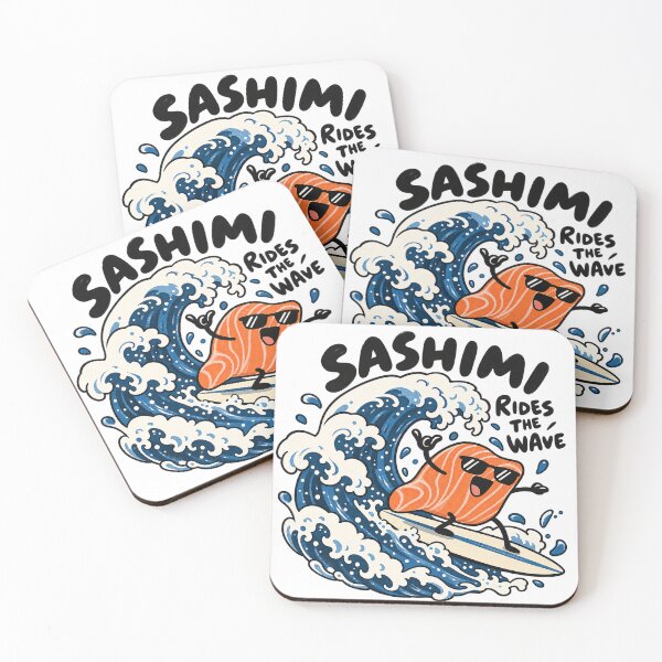 Item preview, Sashimi Rides the Wave – Playful Salmon Surf Adventure designed and sold by zzz888.