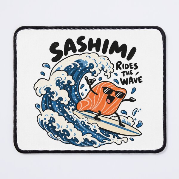 Item preview, Sashimi Rides the Wave – Playful Salmon Surf Adventure designed and sold by zzz888.