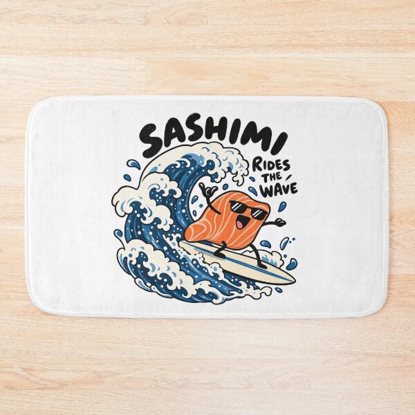 Item preview, Sashimi Rides the Wave – Playful Salmon Surf Adventure designed and sold by zzz888.