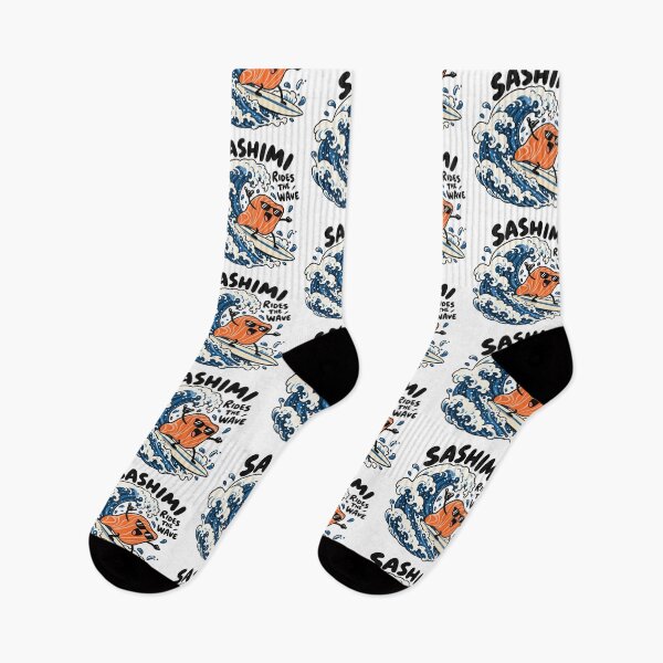 Item preview, Sashimi Rides the Wave – Playful Salmon Surf Adventure designed and sold by zzz888.