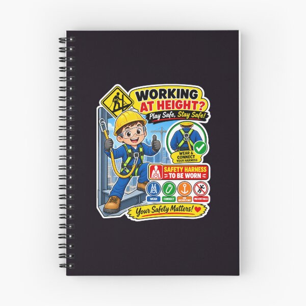 Item preview, Working at Height Safety Sticker – Wear Your Safety Harness, Fall Protection PPE Cartoon designed and sold by vinothmech53.