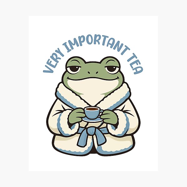 Item preview, Funny Frog Drinking Tea Cartoon  designed and sold by stylishdzign.