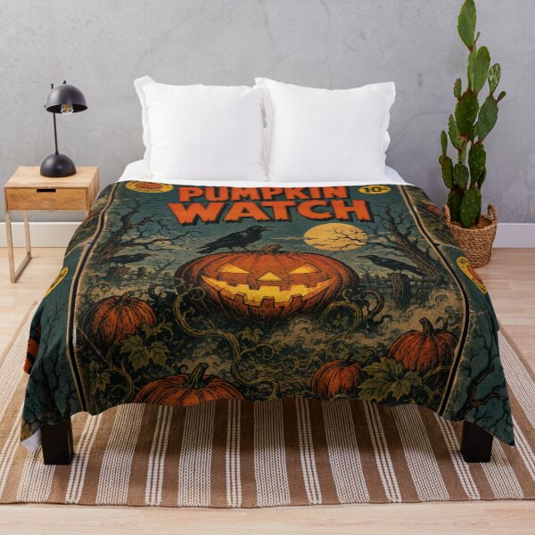 Item preview, Vintage Halloween Cover Art: Eerie Jack-o'-Lantern Pumpkin Patch Watch designed and sold by bapupa.