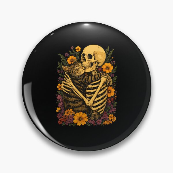 Item preview, Skeleton Cat Hug Floral Art designed and sold by OlyvieArt.