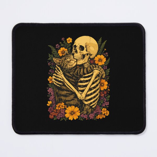 Item preview, Skeleton Cat Hug Floral Art designed and sold by OlyvieArt.