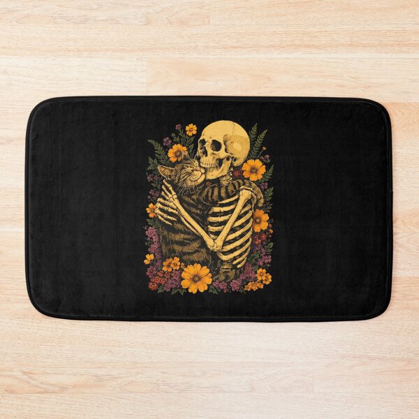Item preview, Skeleton Cat Hug Floral Art designed and sold by OlyvieArt.