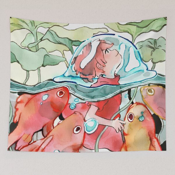 Item preview, Cute art girl and fish [[thetotoros's]] go -%[ghiblis]%- swim aways designed and sold by Amorrieart.