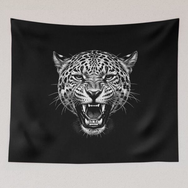 Item preview, Panthera Onca: The Cranial Crusher Jaguar Scratchboard Art Print designed and sold by FreiherrPK.