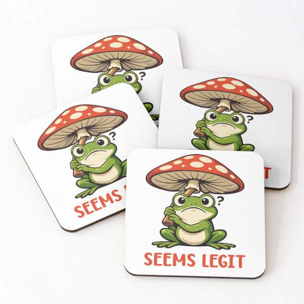 Item preview, Funny Frog Cartoon with Mushroom Umbrella Meme designed and sold by stylishdzign.