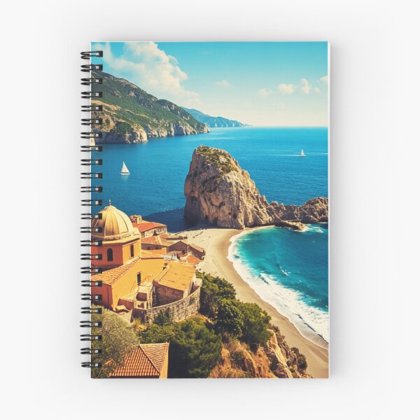 Item preview, Mediterranean Sea Stack Cove Coastal Chapel Landscape designed and sold by @SHINTOSARTSTORE.