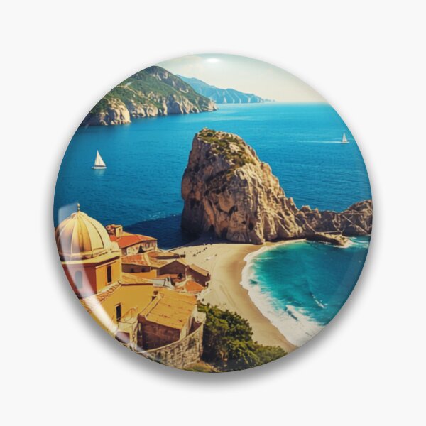 Item preview, Mediterranean Sea Stack Cove Coastal Chapel Landscape designed and sold by @SHINTOSARTSTORE.