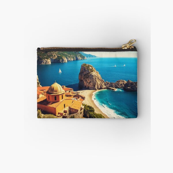 Item preview, Mediterranean Sea Stack Cove Coastal Chapel Landscape designed and sold by @SHINTOSARTSTORE.