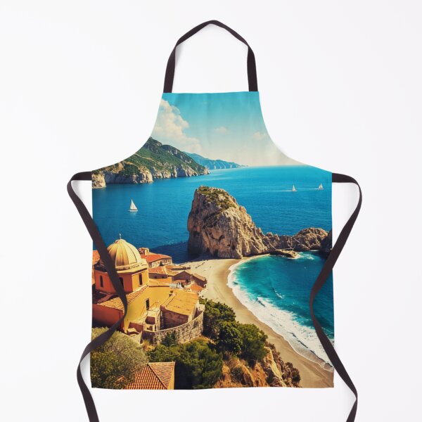 Item preview, Mediterranean Sea Stack Cove Coastal Chapel Landscape designed and sold by @SHINTOSARTSTORE.