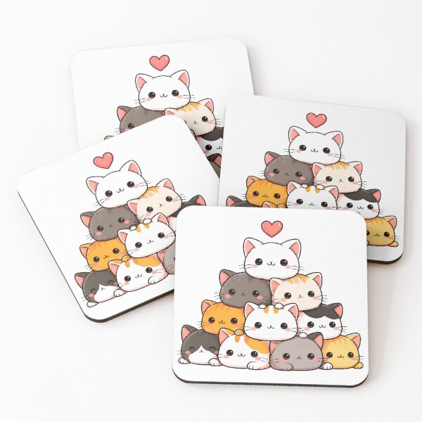 Item preview, Cute Cat Pyramid Stack Kawaii Design designed and sold by OlyvieArt.