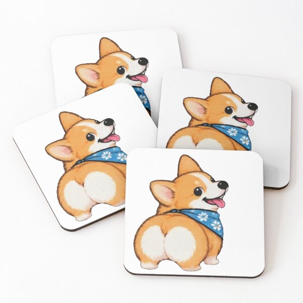 Item preview, Cute Corgi Butt with Blue Bandana Puppy Aesthetic designed and sold by Anstickerrr.