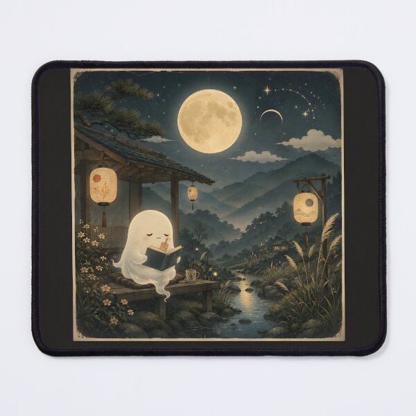 Item preview, Vintage Ghost Reading Book Aesthetic Night Landscape designed and sold by MCV-Designs.
