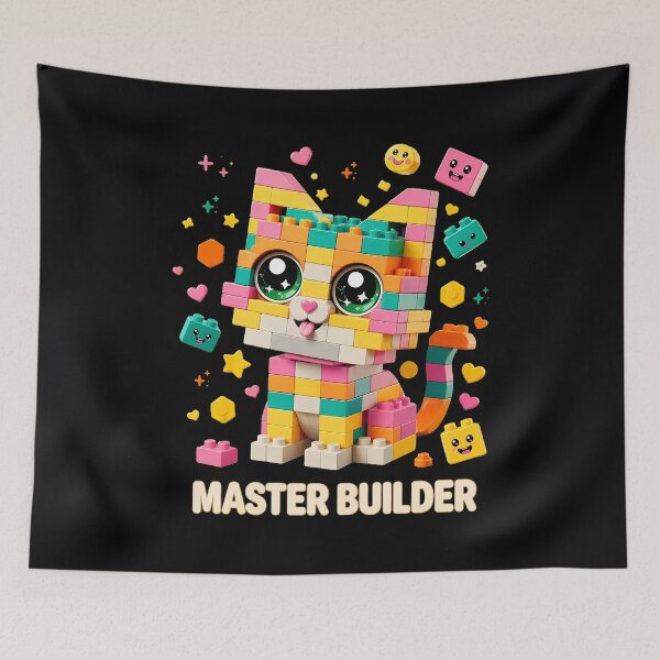 Item preview, Master Builder Block Cat Creative Play Design designed and sold by OlyvieArt.