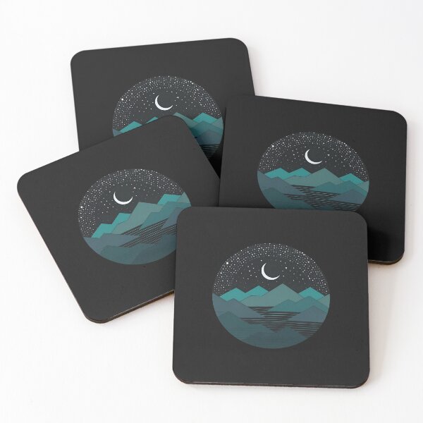 Item preview, Moon Stars Mountain Water Night Landscape  designed and sold by RUTLLACE.