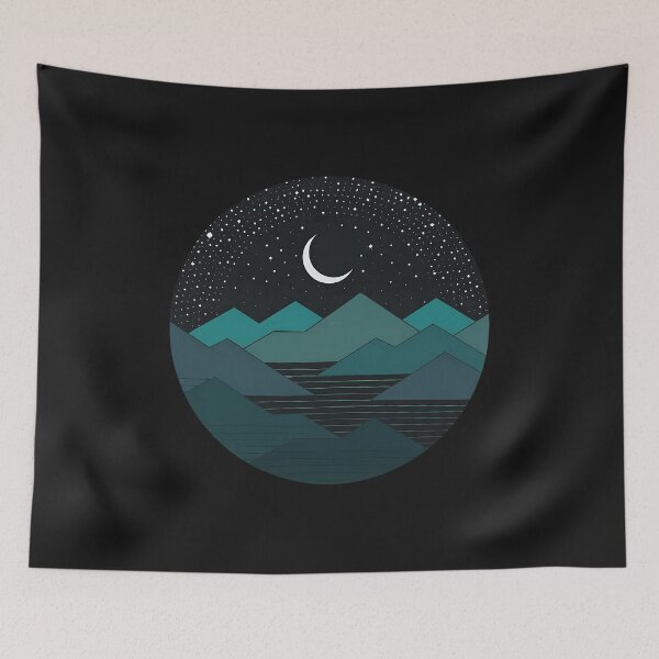 Item preview, Moon Stars Mountain Water Night Landscape  designed and sold by RUTLLACE.