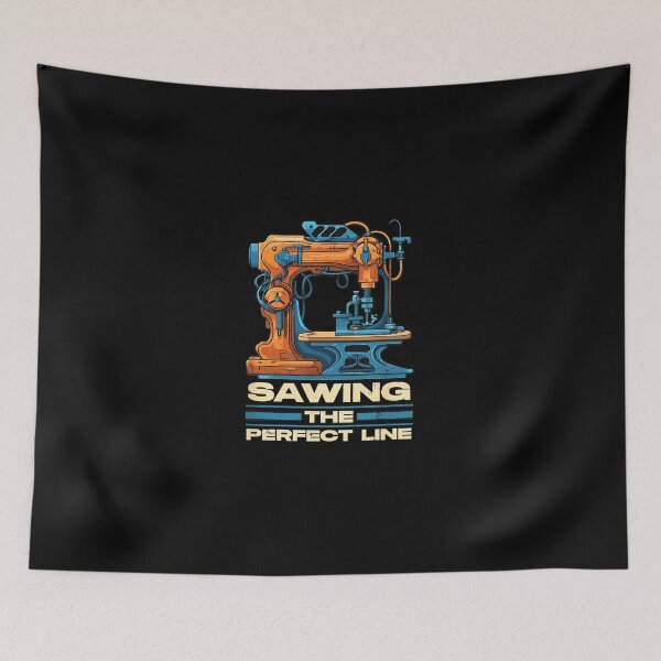 Item preview, Sawing The Perfect Line Sewing Machine Retro Design designed and sold by jessgafowlie.