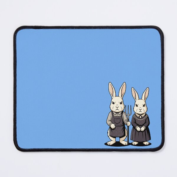 Item preview, American Gothic Bunny Rabbits Grant Wood Parody Pitchfork Art History Farm Humor Pop Art designed and sold by Rare By Hero.