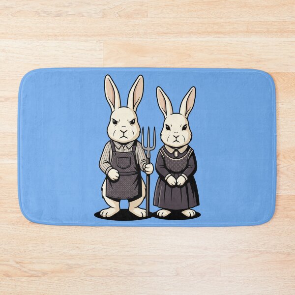 Item preview, American Gothic Bunny Rabbits Grant Wood Parody Pitchfork Art History Farm Humor Pop Art designed and sold by Rare By Hero.
