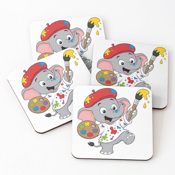Item preview, Cute Little Painter Elephant With Palette And Brush Cartoon Graphic Tee Design designed and sold by Nubian Style.