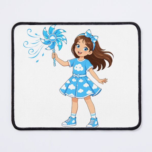 Item preview, Cute Cartoon Girl With Cloud Dress And Pinwheel Magic Wind Graphic Design designed and sold by Nubian Style.