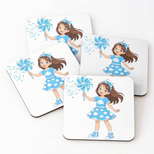 Item preview, Cute Cartoon Girl With Cloud Dress And Pinwheel Magic Wind Graphic Design designed and sold by Nubian Style.