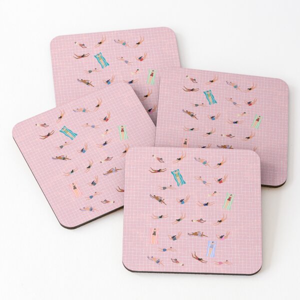 Item preview, Aesthetic Pink Tiled Pool Swimmers Summer Pattern designed and sold by HBBS DESIGNS.