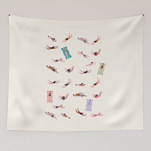 Item preview, Aesthetic Pink Tiled Pool Swimmers Summer Pattern designed and sold by HBBS DESIGNS.