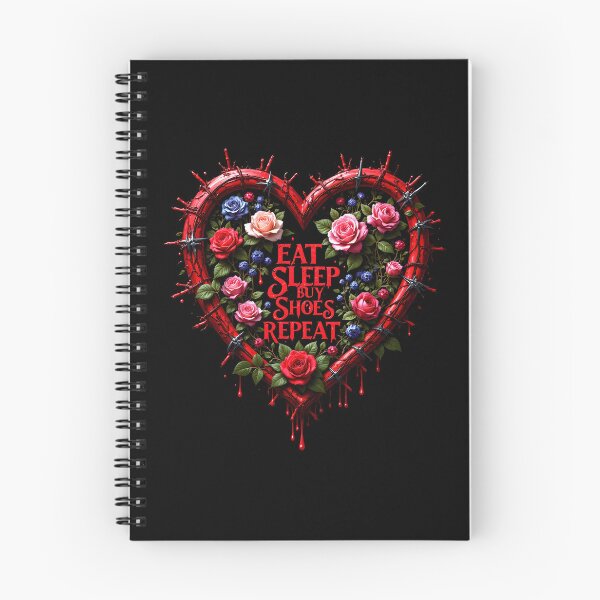 Item preview, Eat, Sleep, Buy Shoes, Repeat | Gothic Barbed Wire Heart with Roses designed and sold by MaciejRudzinsky.