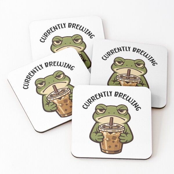 Item preview, Funny Frog Cartoon Drinking Iced Coffee designed and sold by stylishdzign.