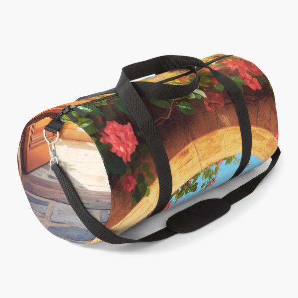 Item preview, Mediterranean Archway Doorway Sea View Bougainvillea Landscape designed and sold by @SHINTOSARTSTORE.