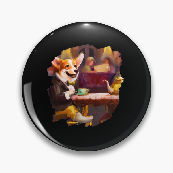 Item preview, Sophisticated Corgi Enjoying Tea Time Art designed and sold by tohillregaller.